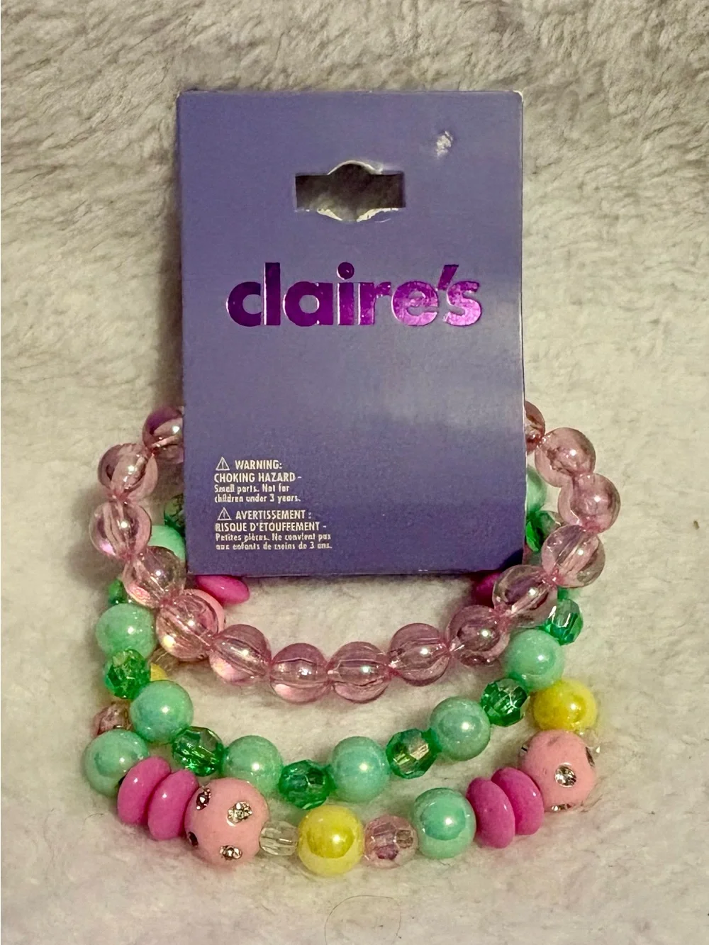 Claire's Pastel Pink, Mint & Yellow Bead Bracelet Trio
